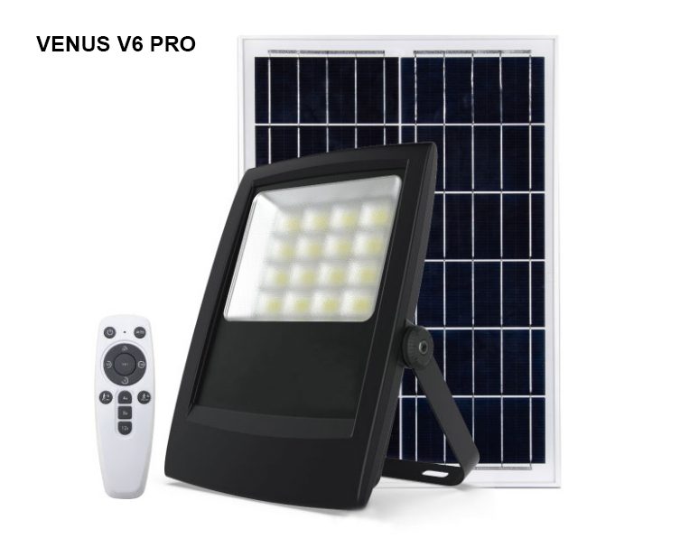 Projecteur VENUS V6 PRO avec son panneau solaire