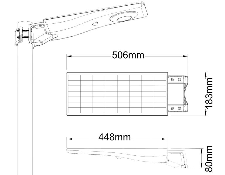 Dimensions de la lampe solaire SELENE