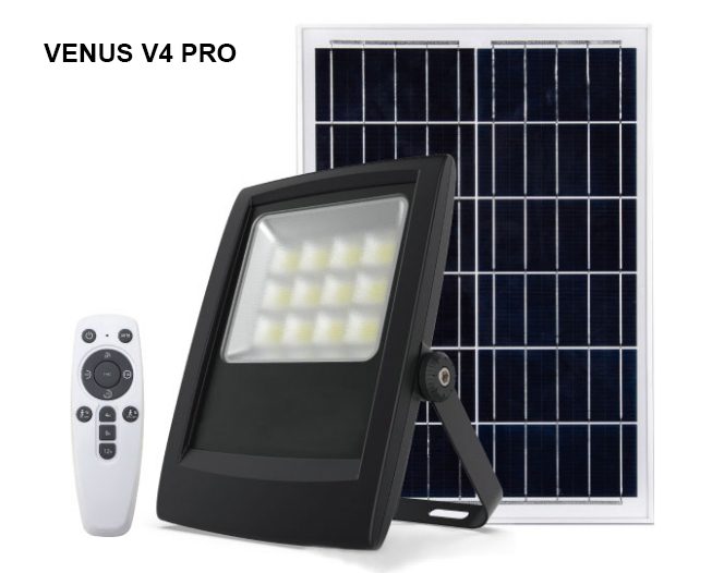 Projecteur VENUS V4 PRO avec son panneau solaire