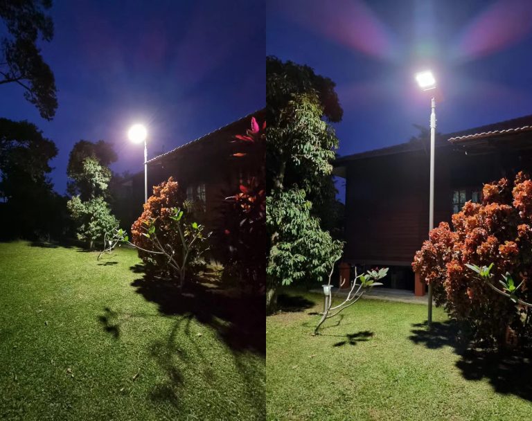 Lampe solaire TITAN 45W éclairage de rue dans résidence de nuit